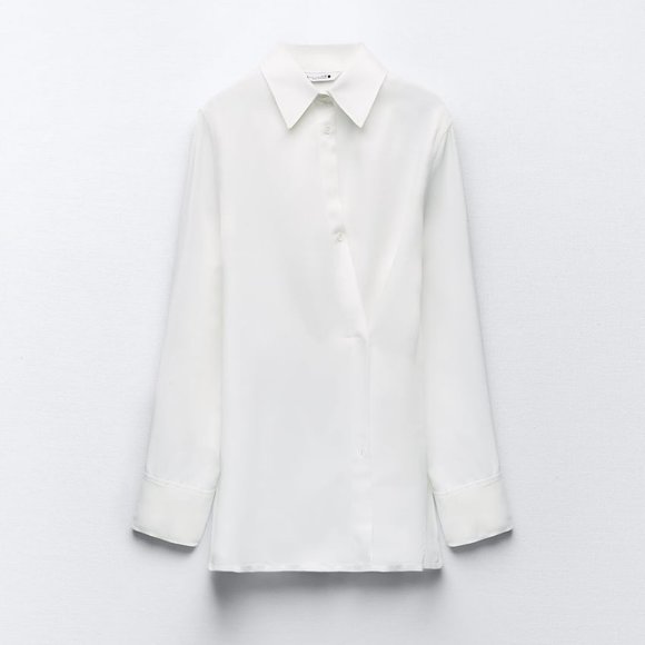 ZARA Minimalist Satin Effect Wrap Shirt/Blouse - NWT - Picture 5 of 10